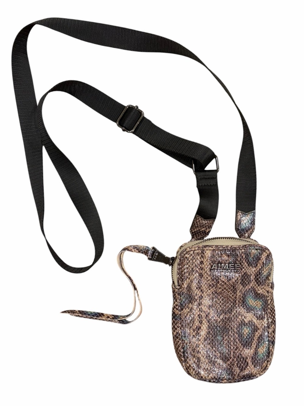 Aimee Kestenberg Metallic Snakeskin Mini Crossbody Stadium Bag
